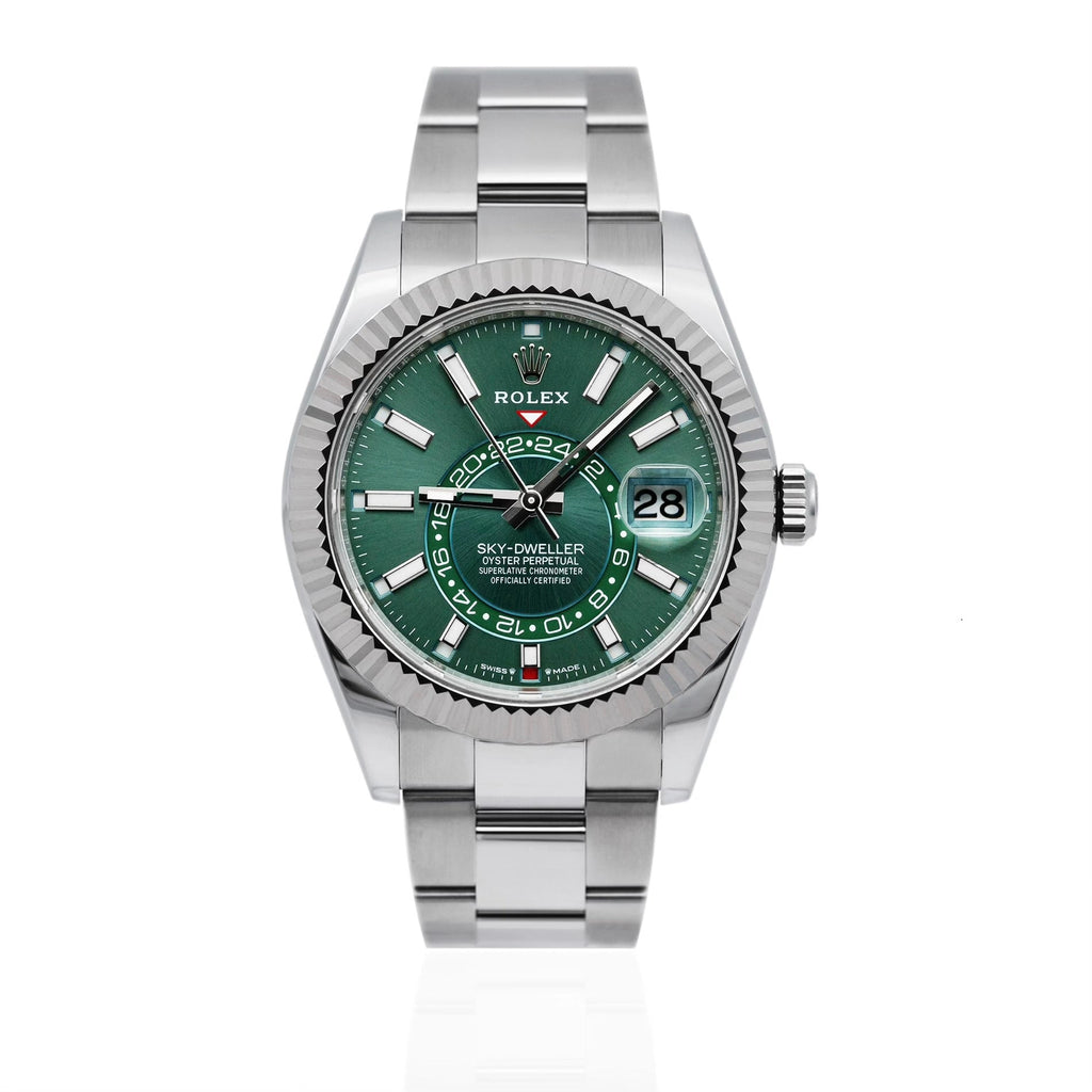 SKY-DWELLER SS GREEN DIAL STICK MARKERS 42mm