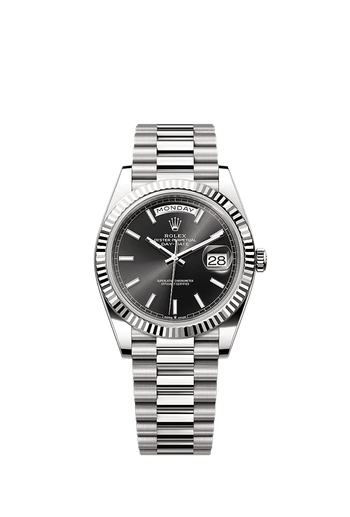 Rolex White Gold Day-Date - 40mm - Bright black - President
